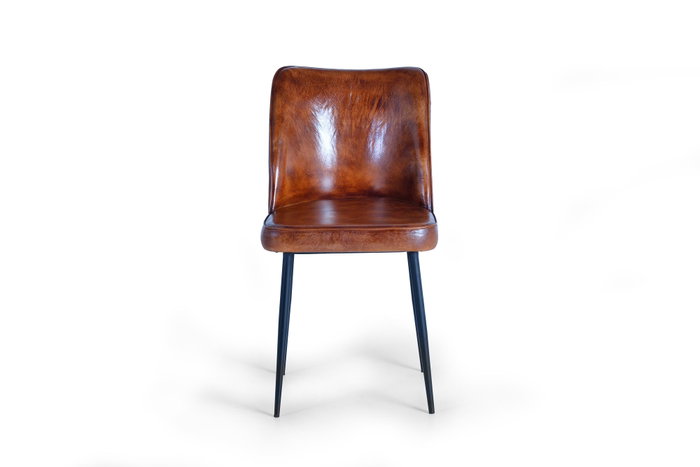 GINER Y COLOMER Chaise en cuir marron et pieds en métal